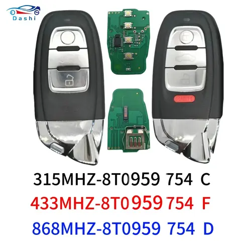 Da Shi Auto Smart Remote Key for Lamborghini Audi Q5 A4L A5 A6 A7 A8 RS4 RS5 S4 S5 3/4BT 8T0 959 754C 315/433/868MHZ