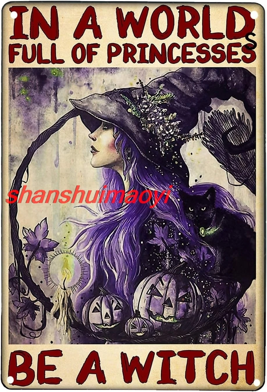 Licpact Witch Room Decor Aesthetic Witch Witchcraft Sign Girl in A World Full of Princesses Be A Witch Halloween Living sha sign