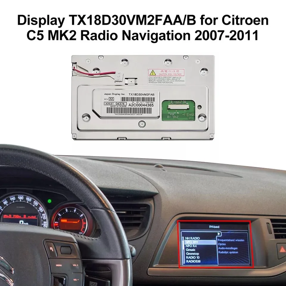 Dashboard LCD Display TX18D30VM2FAA/B for Citroen C3 C4 C5 C8 DS3 MK2 Radio Navigation