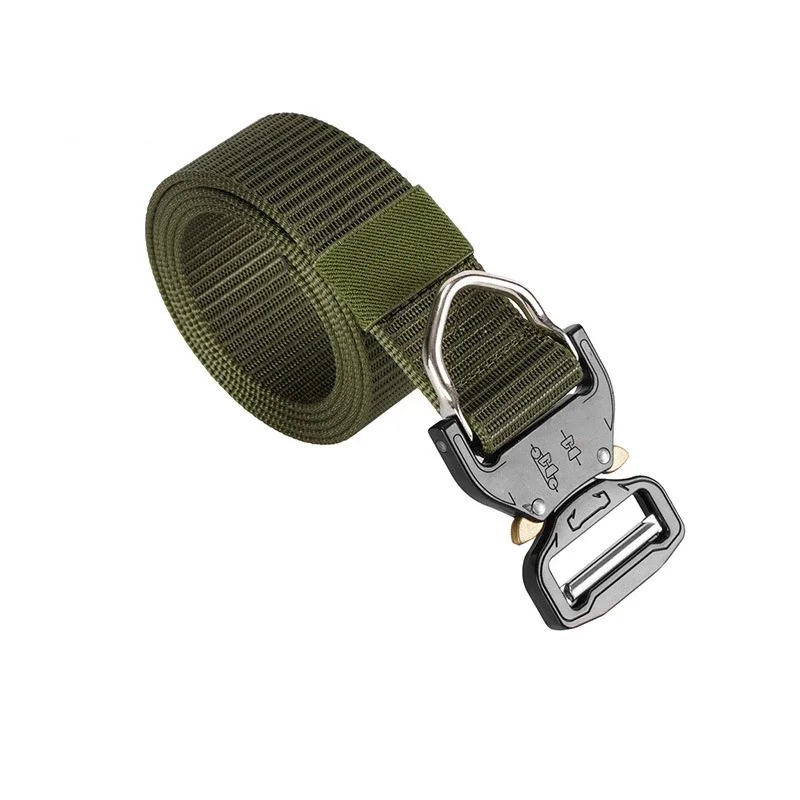 

Outdoor Tactical Belt Metal Buckle Quick Release Unisex Thickened and Lengthened Nylon Trouser Belt for Hunting Training