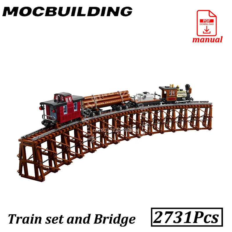 

Train Set Railroad Bridge Railway Display City Street View Moc Building Blocks Bricks Construction Toys Gifts Present