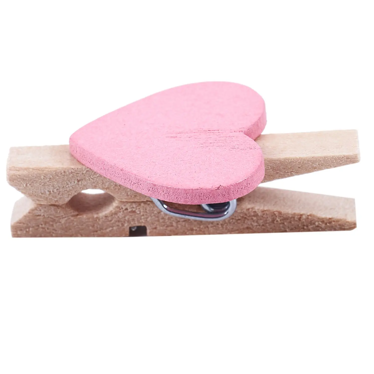 AB53 Mini Love Heart Shape Wooden Clips Message Photo Holder Album Card Paper Pegs Decor Photography - Pink 20 Pcs