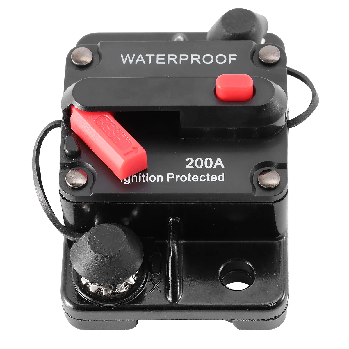 250A Waterproof High Amp Manual Reset Dual Stud Circuit Breaker with (Black) High Amp circuit breaker