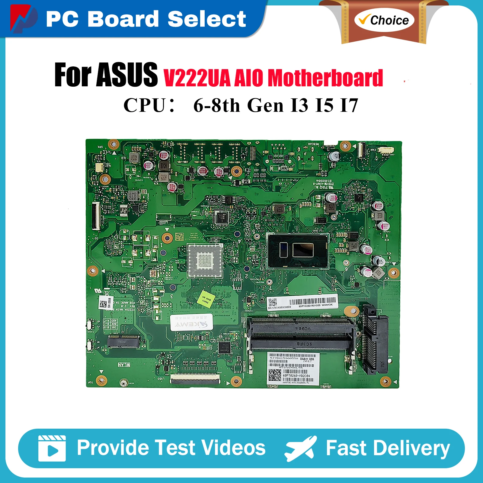 

Материнская плата V222UA для ASUS Vivo AiO V222U V222UA, материнская плата с процессором I3 I5 I7, 100% тестирование, ОК, быстрая доставка, высокое качество