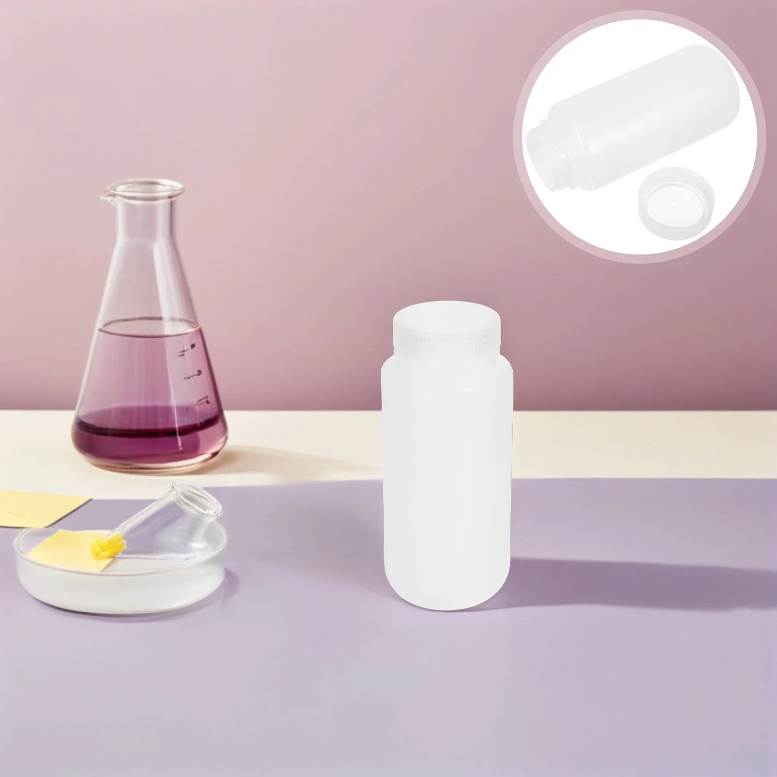 

6Pcs Chemical Reagent Bottles White Plastic Wide Mouth 500ml Leak Proof Sealed Storage Containers Laboratory Use