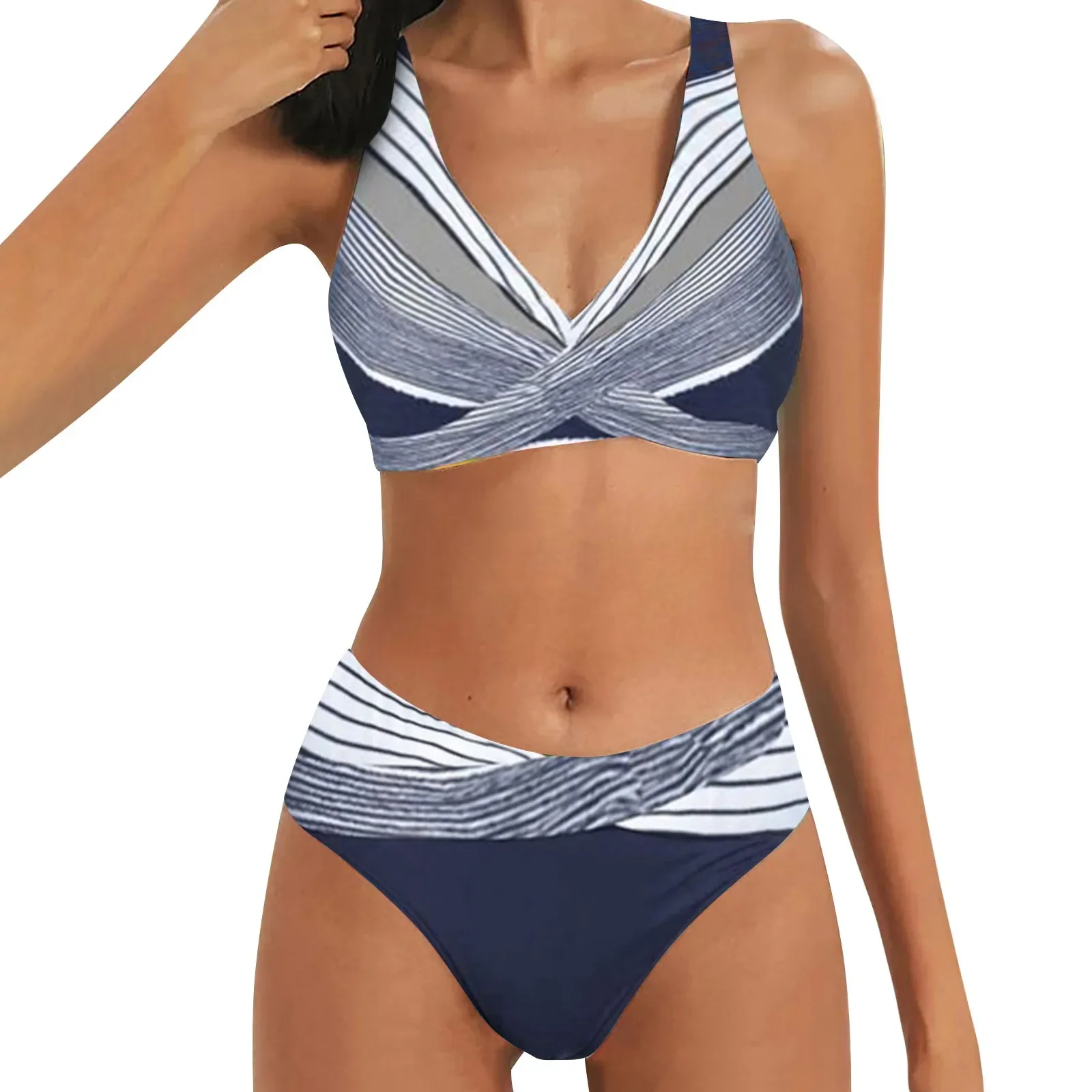 Women High Waisted Two Pieces Set Swimsuit Summer Beach Tankini Swimwear Bathing Suit Two Pieces Bikini Set Swimsuits Beachwear