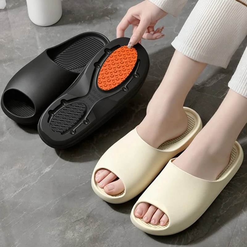 

Non Slip Home Bathroom Slippers Women 2026 Summer Massage Thick Bottom Eva Slides Woman Comfortable Soft Sole Beach Sandals