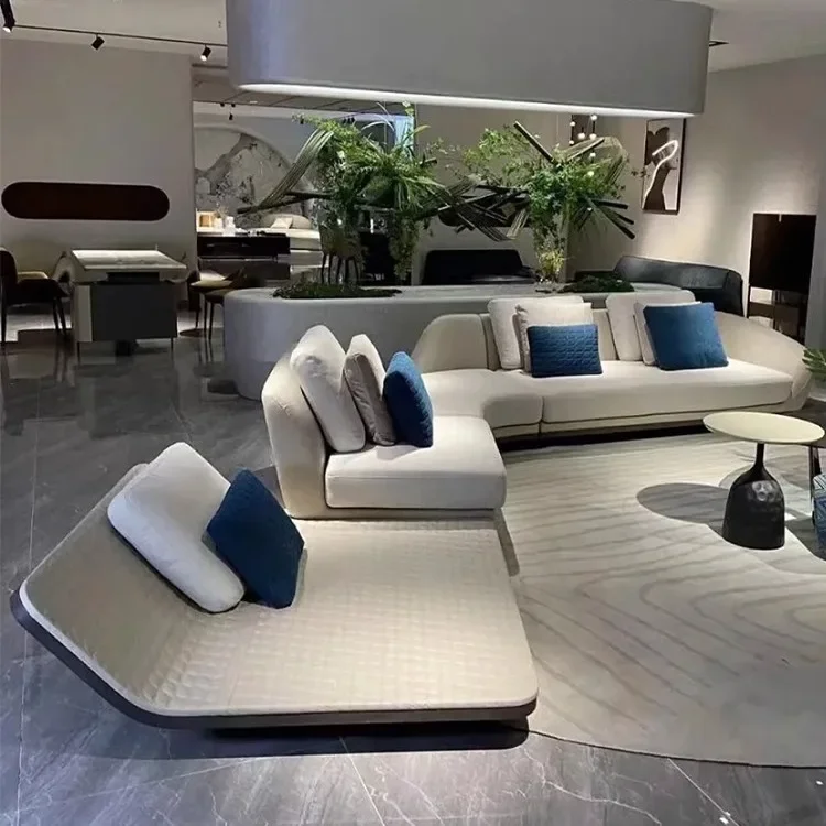 Simple sofa, matte cloth Italian living room curved corner sofa