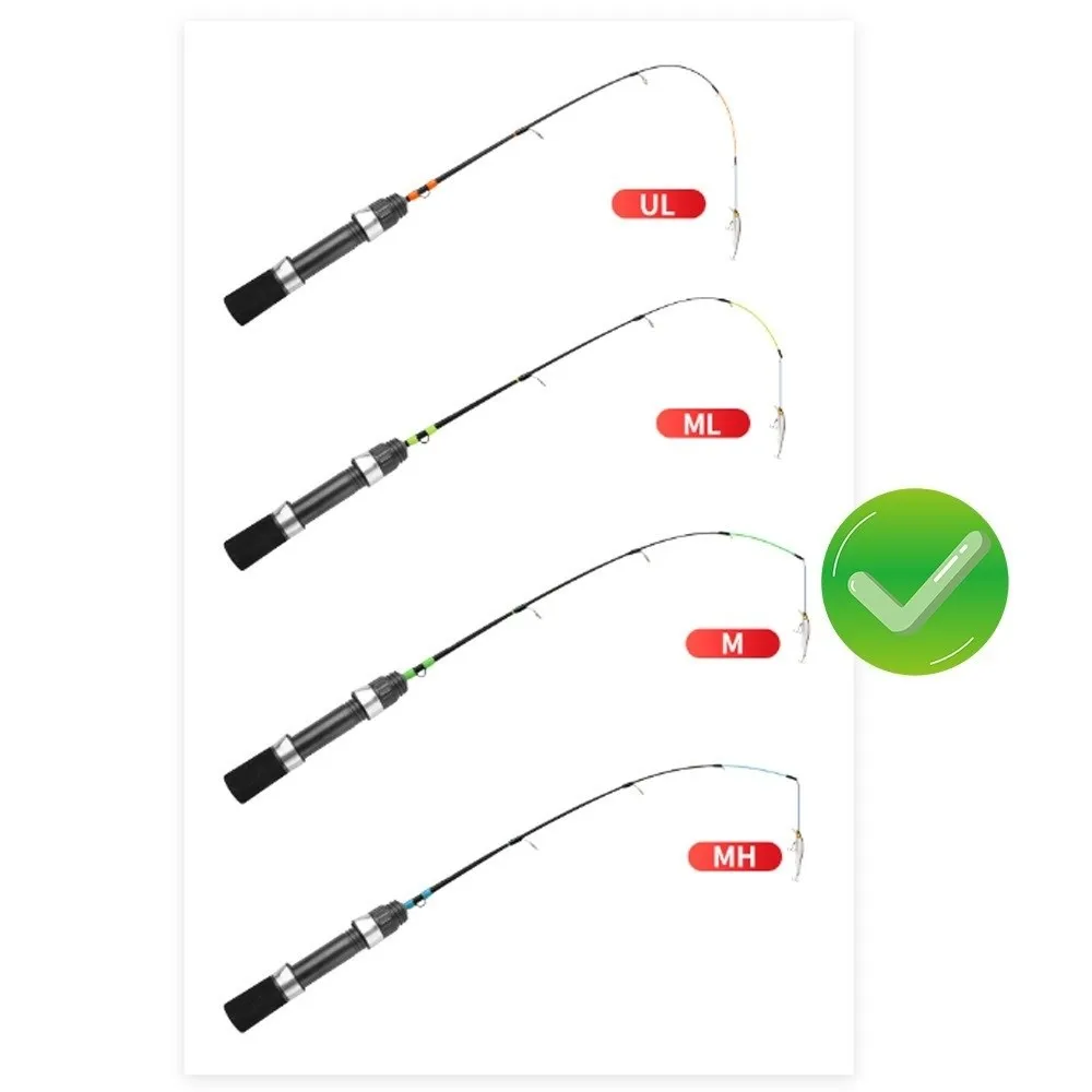 2 قسم الشتاء الجليد الصيد رود خفيفة تصميم الغزل نوع الغزل قضيب 52 سنتيمتر طول خفيفة قصبة صيد خشبية الشتاء الصيد