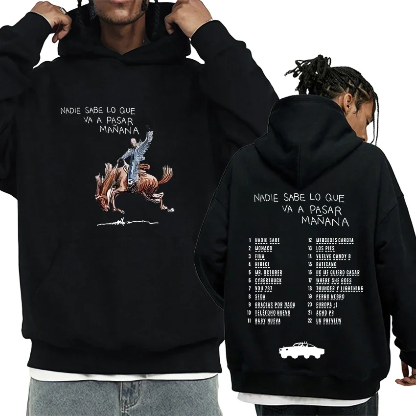 Bad Bunny Hoodies Nadie Sabe Lo Que Va APasar Manana Sweatshirt Men Women hip hop fashion Music hoodie Unisex vintage pullovers