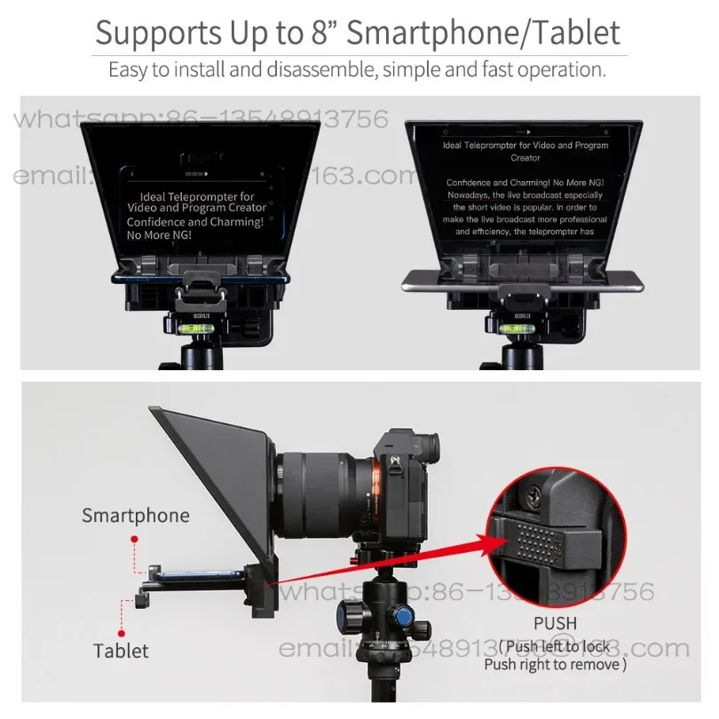 Mini Teleprompter TP2A 8 inch Portable Supports Under 8