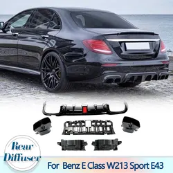 For W213 Rear Bumper Diffuser Lip with Exhaust Tips for Mercedes Benz E Class W213 Sport Sedan 2017-2020 PP Rear Diffuser Lip