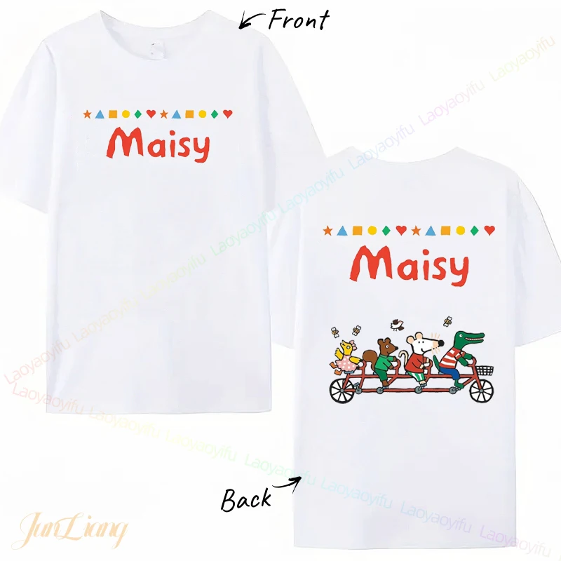 Maisy Mouse Cartoon Niche Spring and Fall Boys and Girls Sports Pure Cute Sense New Funny Shirt for Men