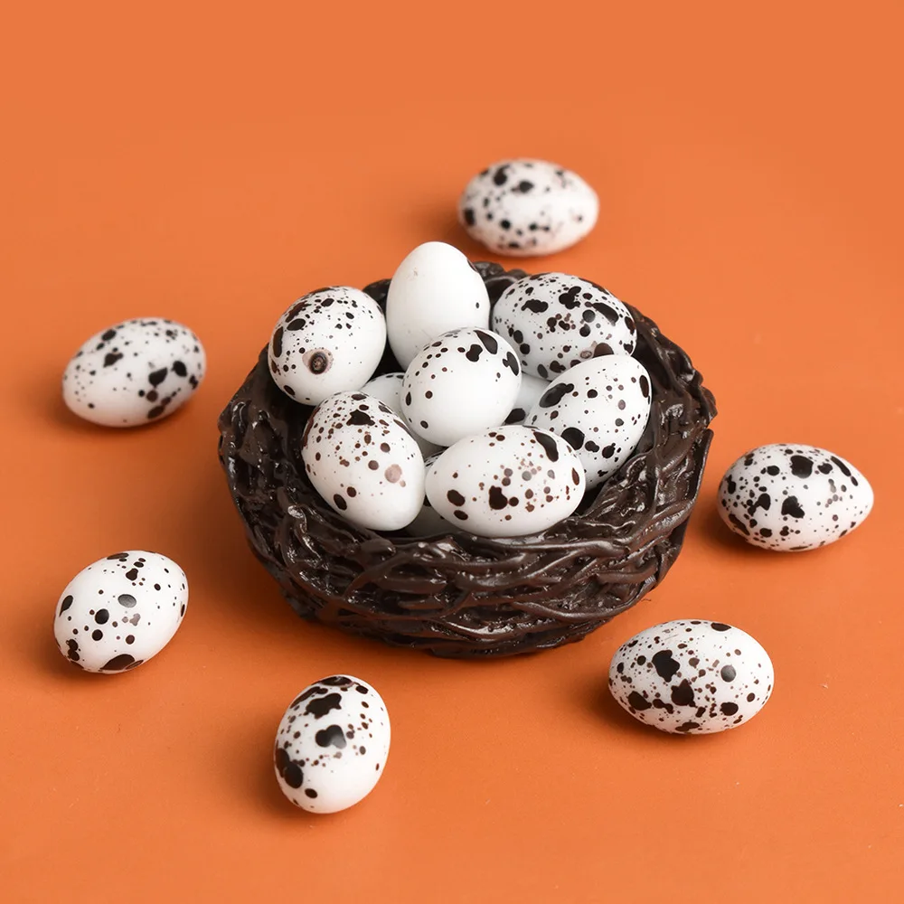Simulation Nest Egg Chick Duck Bird miniature figurine Resin Craft Artificial Model home fairy garden decoration DIY accessories view 4