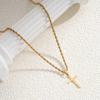 Vnox 男士十字架項鍊,不銹鋼多層素面十字架吊墜,繩盒鏈項鍊,簡約祈禱耶穌項圈 10 最佳銷售 男士十字架吊墜 - №7