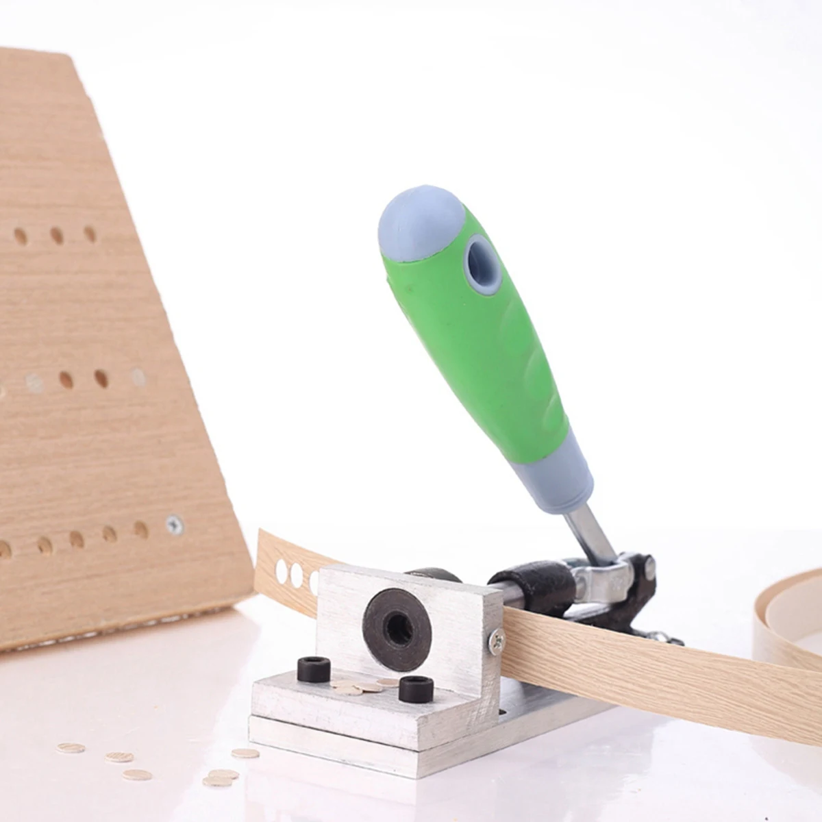 수동 엣지 밴딩 펀칭 홀 머신, 엣지 밴더 홀 가이드, 목공 엣지 밴딩 가죽 홀 펀치 도구, 8mm