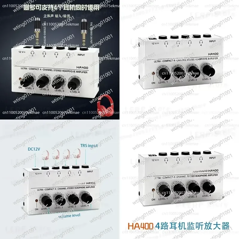 for HA400 Quad Headphone Jack Adapter with Built-in Amp Boosts Audio Volume Splits One Source to Four Devices Simultaneously