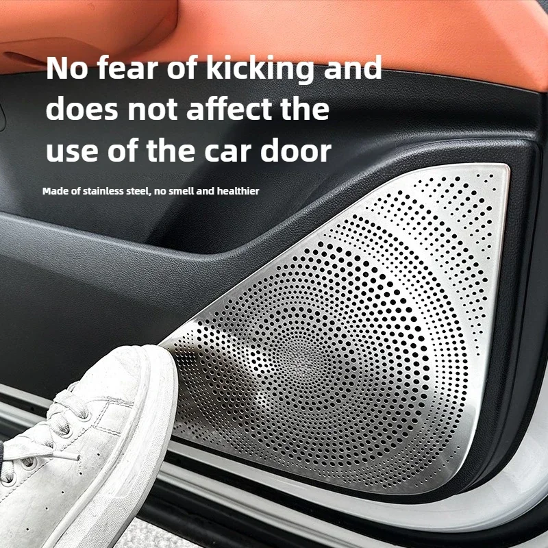 ForChangan Deepal S7 S07 2023-2025 Car Door Audio Speaker CoverTrim Stainless SteelLoudspeaker Protective CoverFrame Decoration