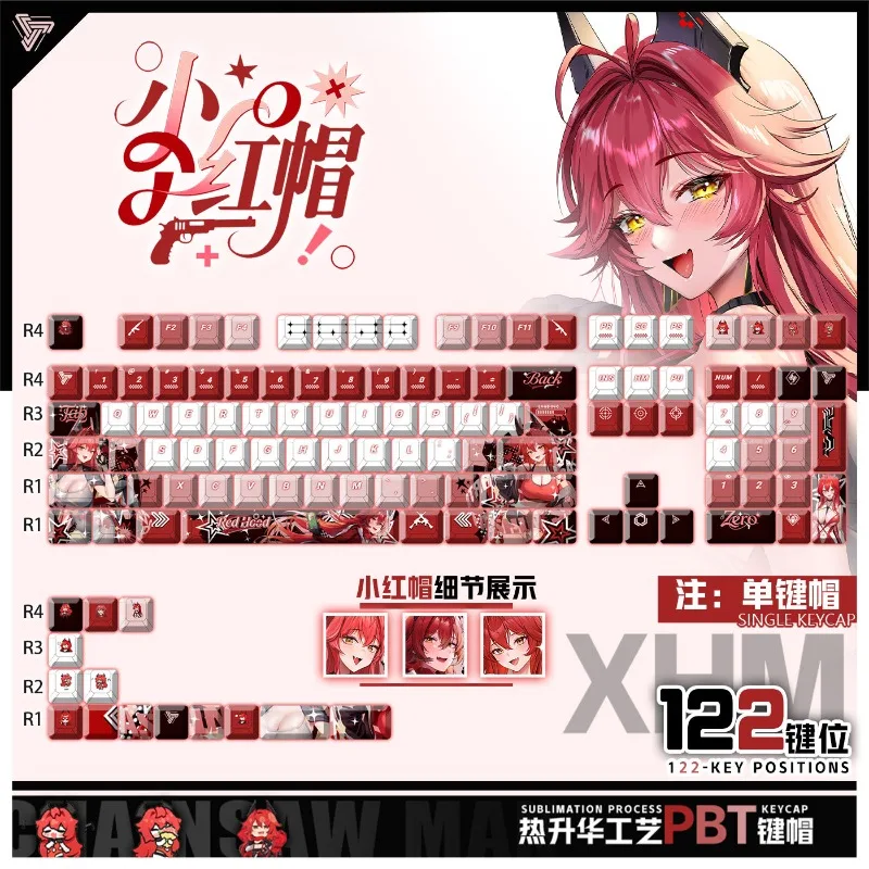 Little Red Riding Hood Theme Anime Mechanical Keyboard Original PBT Custom Cute Keycaps PC Game Keyboard Collection Gift Keycaps