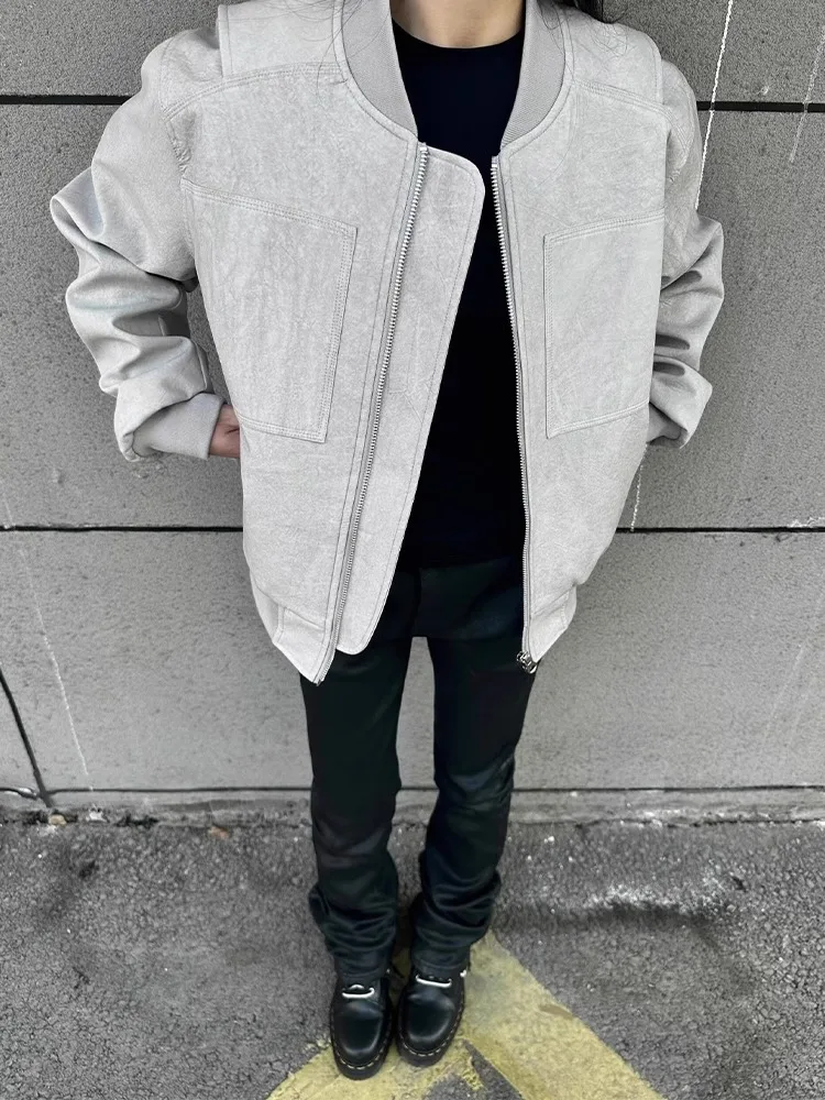 

Retro ey Jaet Men's Spring Autumn ort Baseball Sle Pilot Coat Heavyweight Workwear Polyester Fiber Zipper Closure Lon...