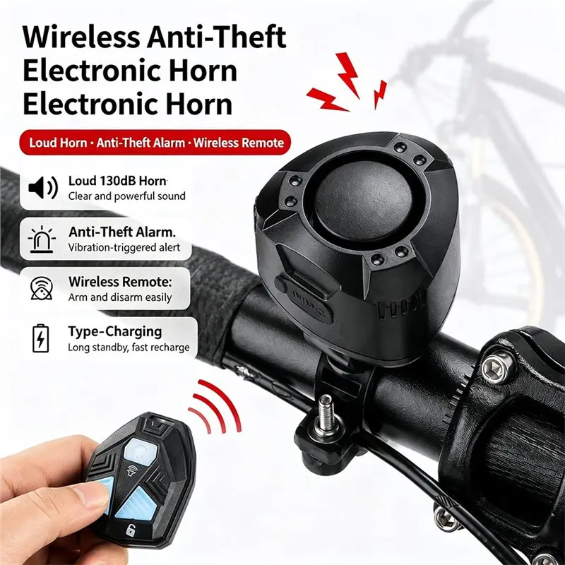 CGDS-Bicycle Electronic Horn Remote-Controlled, Highly Sensitive, High-Decibel Cycling Alarm
