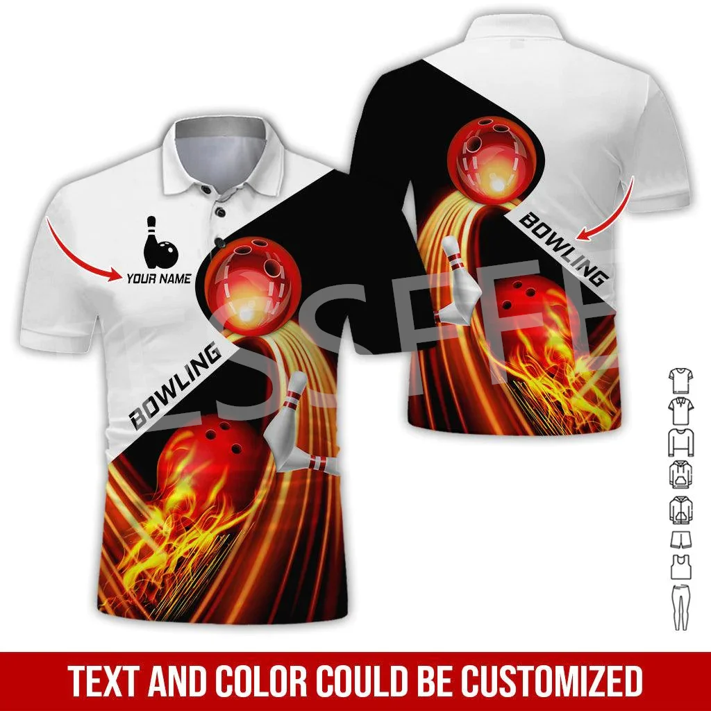 Custom Name Bowling Player Sports Game Vintage 3DPrint Harajuku Polo Shirts Causal Summer T-shirts Streetwear Short Sleeves N-8