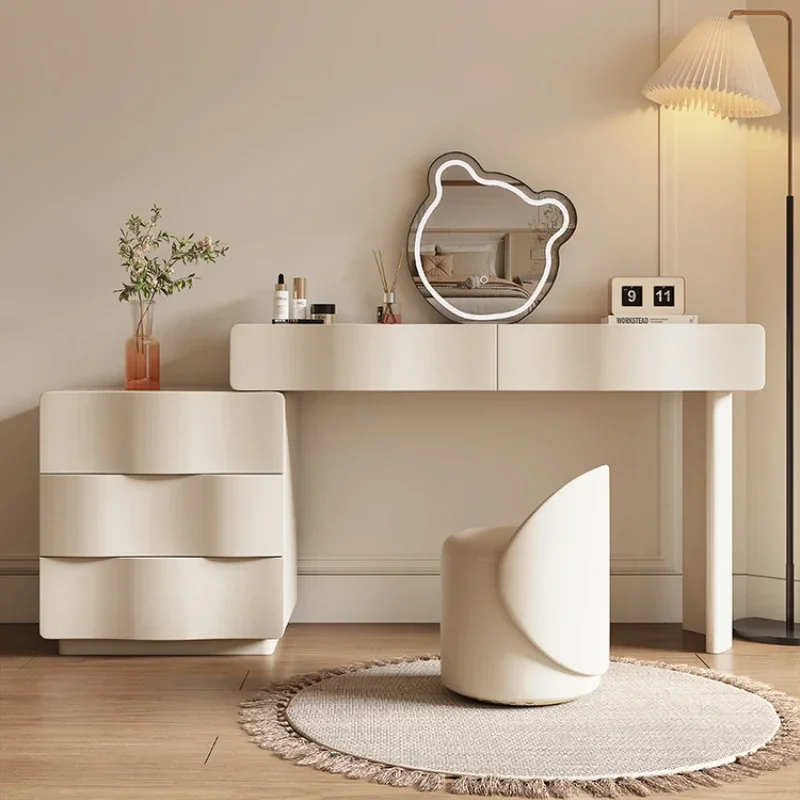 

Girl Nordic Organizer Dresser Table Vanity Makeup Bedroom Modern Dressers Mirror Drawer Penteadeira Para Quarto Kawaii Furniture