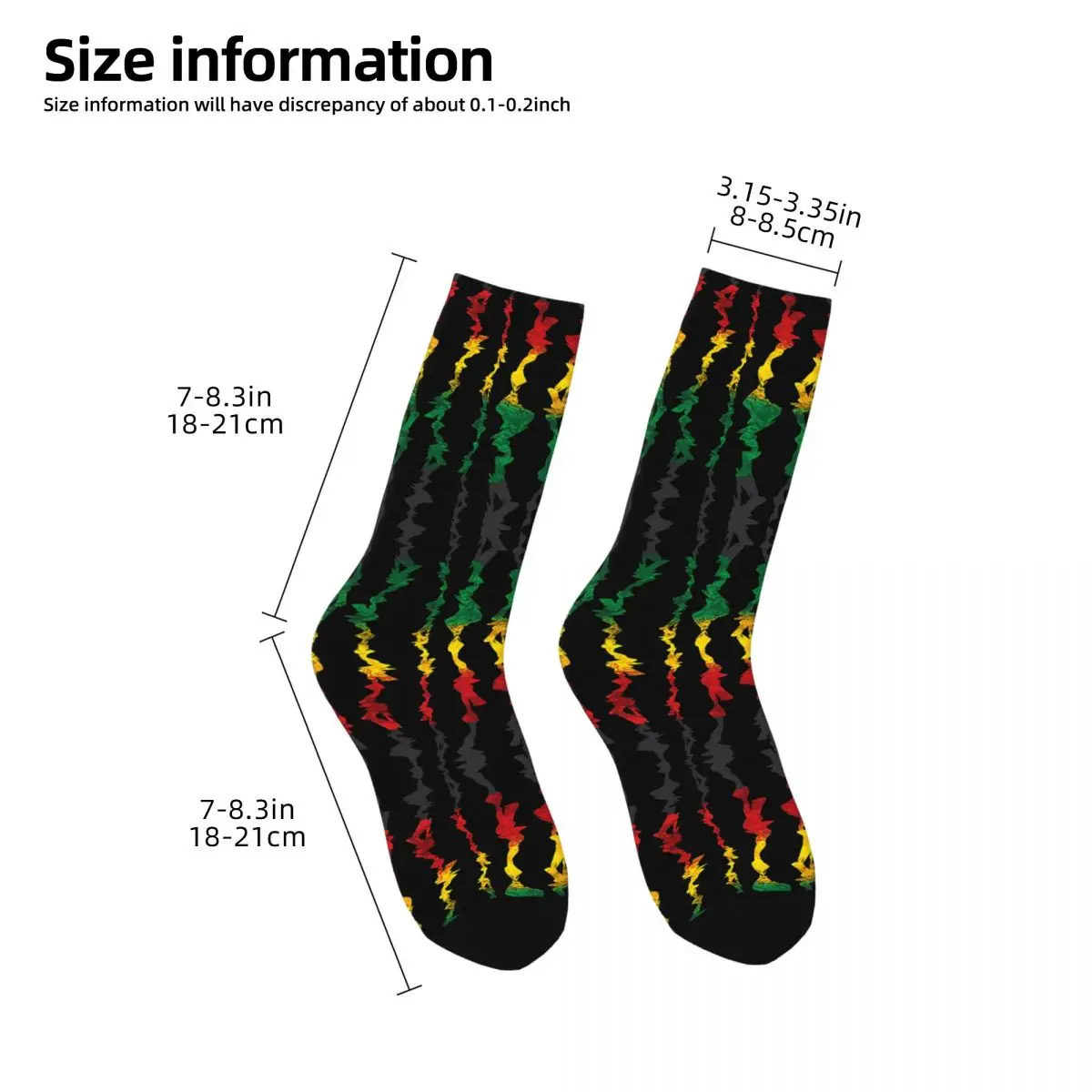 Rasta retro rastafari dos homens Street Style Crew Sock, Happy Reggae Dreadlocks, presente impresso com padrão louco