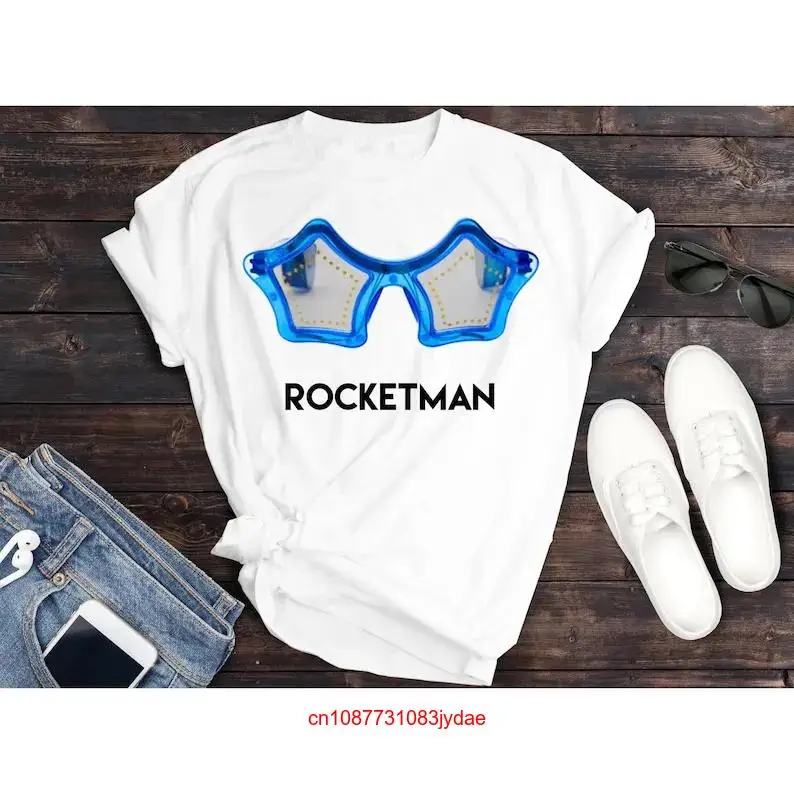 Elton John ConcerT T Shirt Rocketman with Blue sunglasses   long or short sleeves