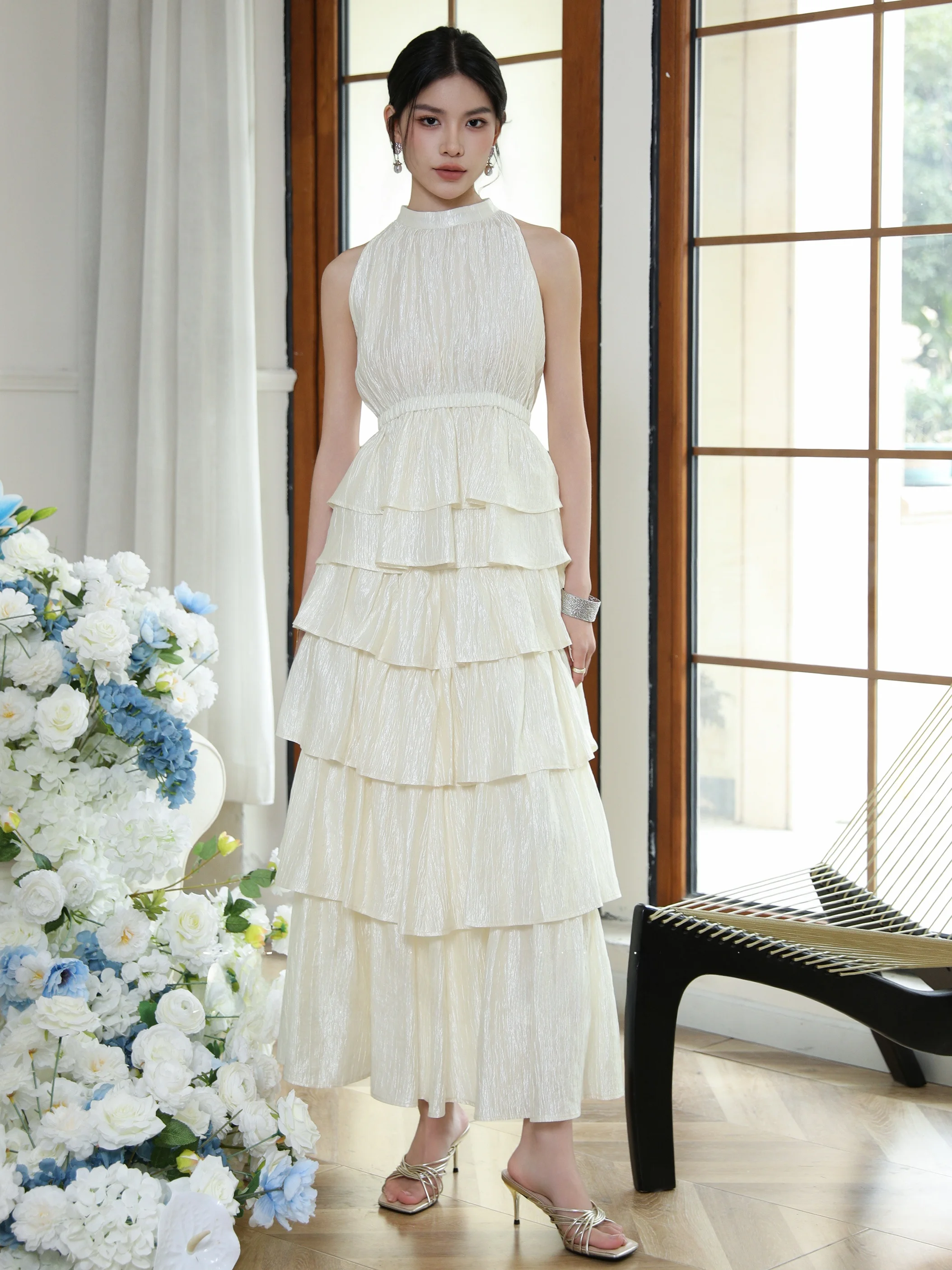 

Юбка Maxmay из ацетата с высокой талией, длинная, женская, красивая пышная юбка, весна-лето, элегантный комплект юбок в полный рост