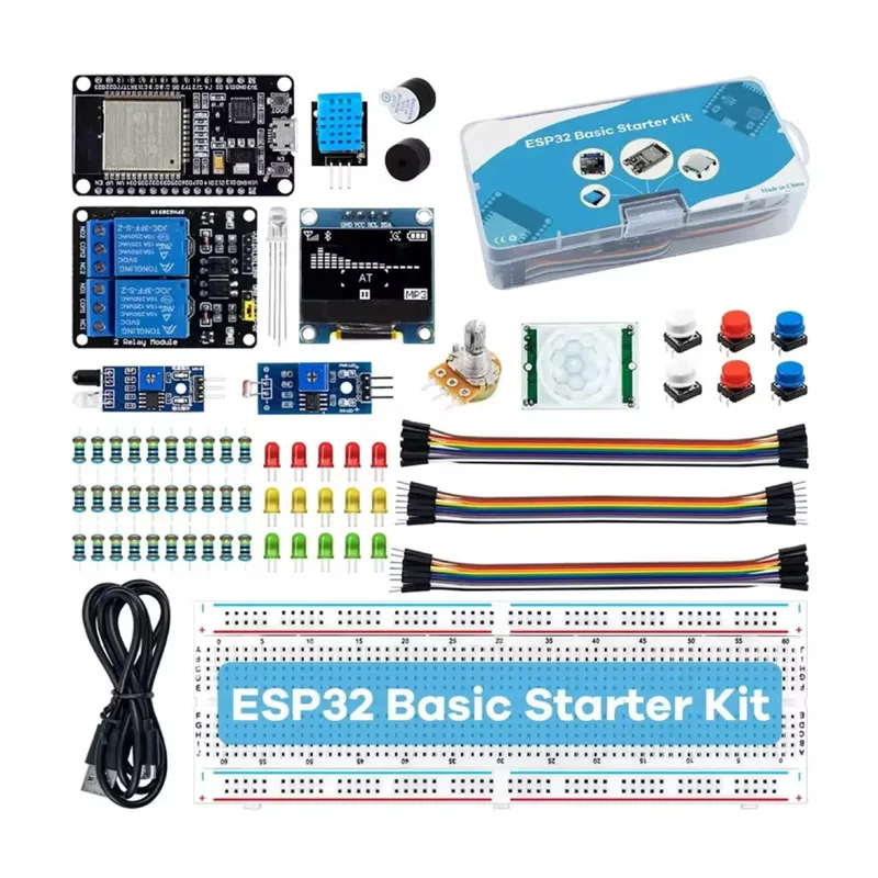 ESP32 Starter Kit ESP-32S WiFi Bluetooth Development Board with Relay, Display, Sensors IoT Electronic Kit for Arduino
