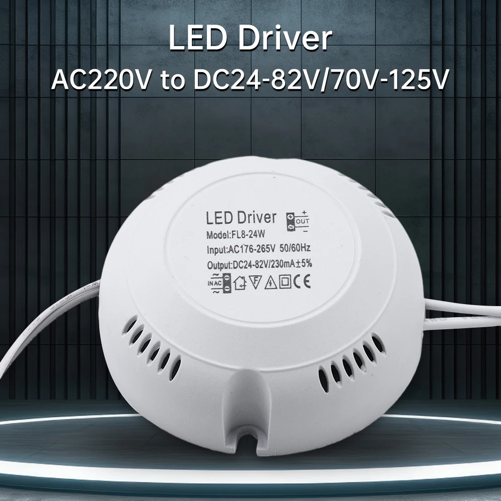 LED Driver Power Supply AC220V to DC24-82V 8-24W / DC70V-125V 24-36W For LED Light Ceiling Power Supply Lighting Transformer