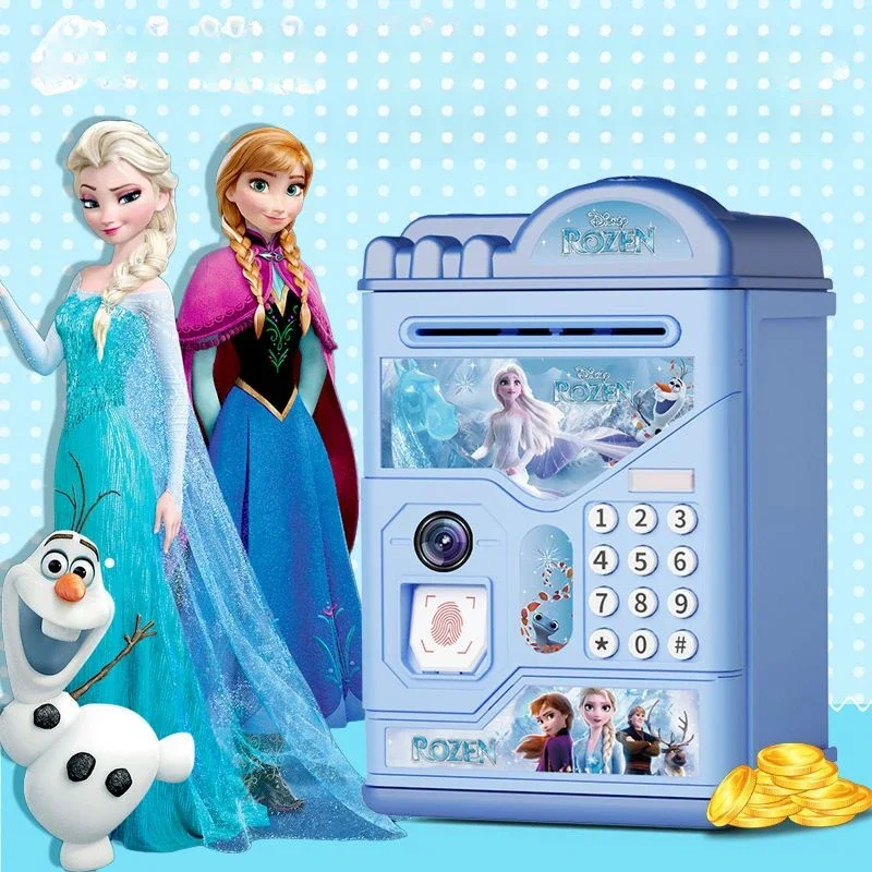 Disney Fingerprint Piggy Bank para Meninas, Frozen 2, Princesa Elsa, Ponto, Passando, Passando, Caixa de armazenamento, Girls Gift, Criatividade Toy