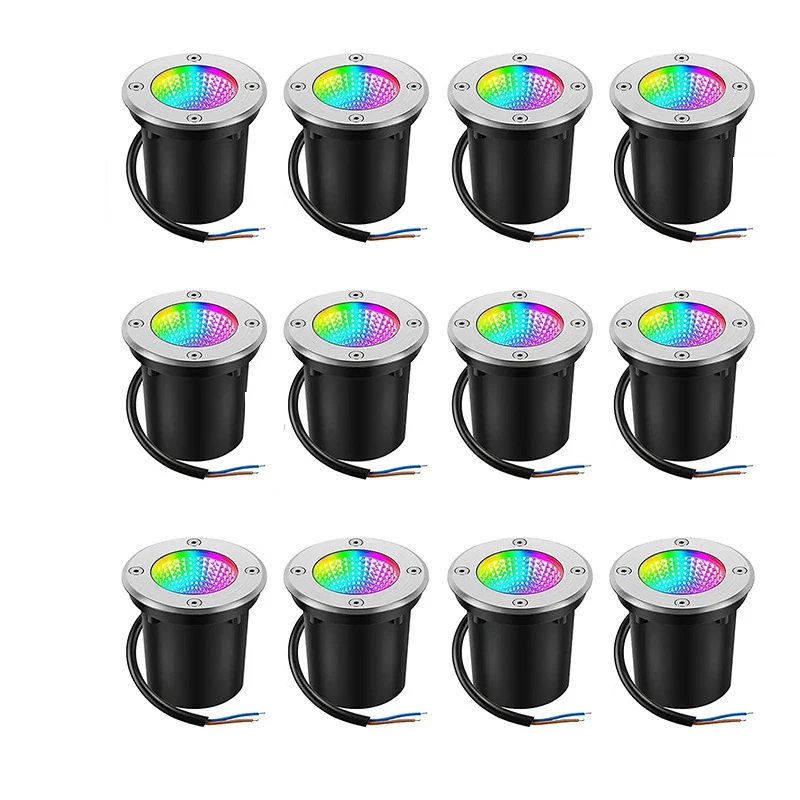 

AUTO RGB Waterproof Led Garden IP67 Underground Lamp 10W 15W Outdoor Buried Garden Spot Recessed Lnground Lighting