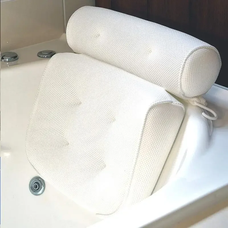 1PC Bath Pillow for Tub with 3D/4D Waterproof Air Mesh Bath Pillows for Tub Neck and Back Support Great Gift Bathtub Accessories