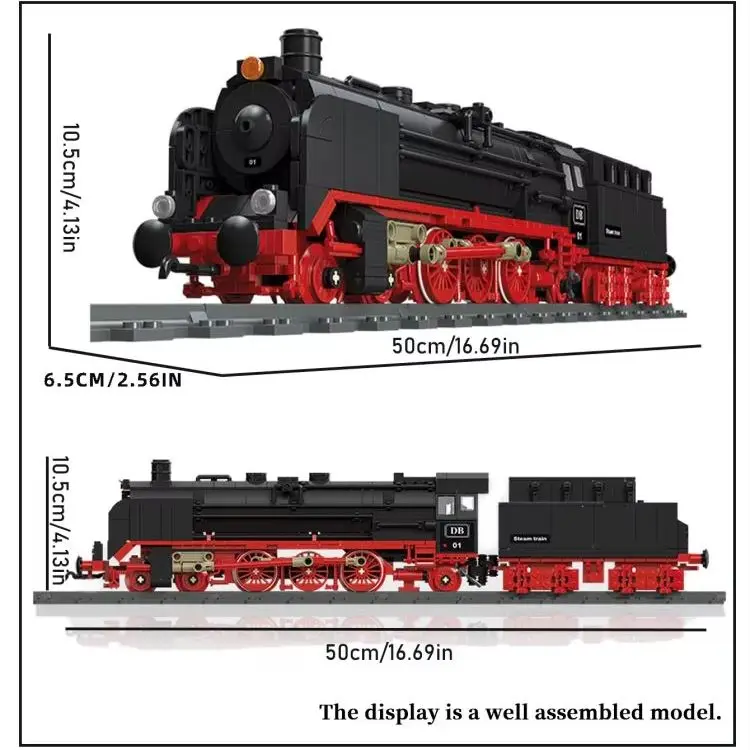 Classic Train Building Block Train Kits German BR01 Steam Locomotive Building Bricks DIY 1173pcs Rail Train Bricks Toys