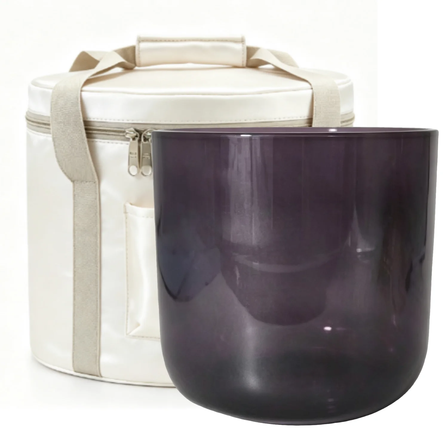 Crystal Singing Bowl, Blackberry-Toned Alchemy Quartz Bowl with Mallets & Carry Bag for Yoga Meditation Chakra Cleansing
