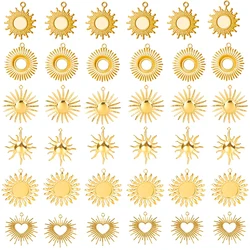 Shiny 5pcs/lot Stainless Steel Big Sun Pendants Trendy Charms of Ethnic Jewelry Real Gold Plated Sun Pendants DIY Jewelry Making