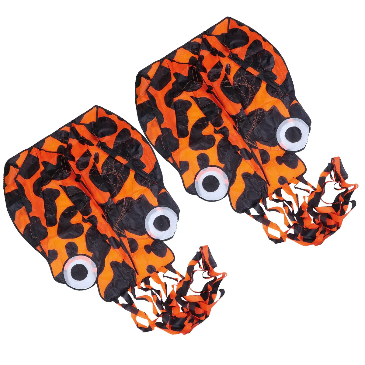 2 Stück Orange Easy Flyer Drachen für Kinder, Langschwanz-Drachen, Rahmenlose Oktopus-Drachen, Gutes Spielzeug ohne Flugleine für Strand, Park, Garten
