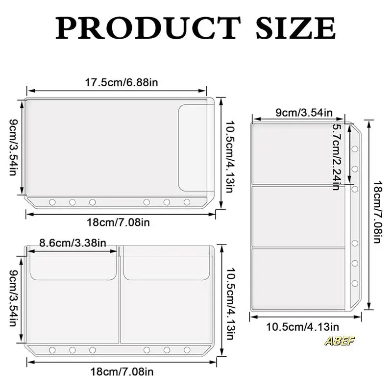 24 Pcs A6 바인더 포켓 현금 봉투 클리어 폴더 주최자 Photocard 슬리브 시트 신용 명함 돈