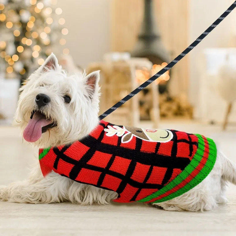 Striped Dog Sweater Dress Winter Knitted Pet Dog Skirt Puppy Coat Dog Warm Clothes Labrador Jacket Costume for Small Large Dogs