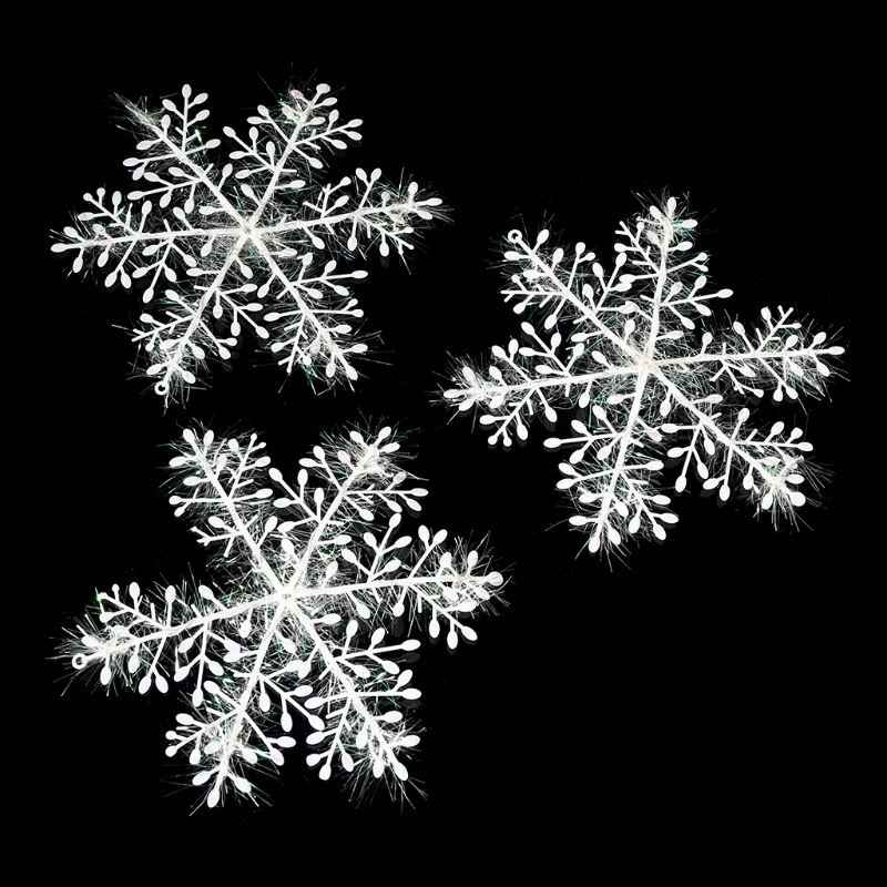 White Snowflake Ornaments Christmas Tree Window Door Accessories for Embellishing Holiday and Party Supplies