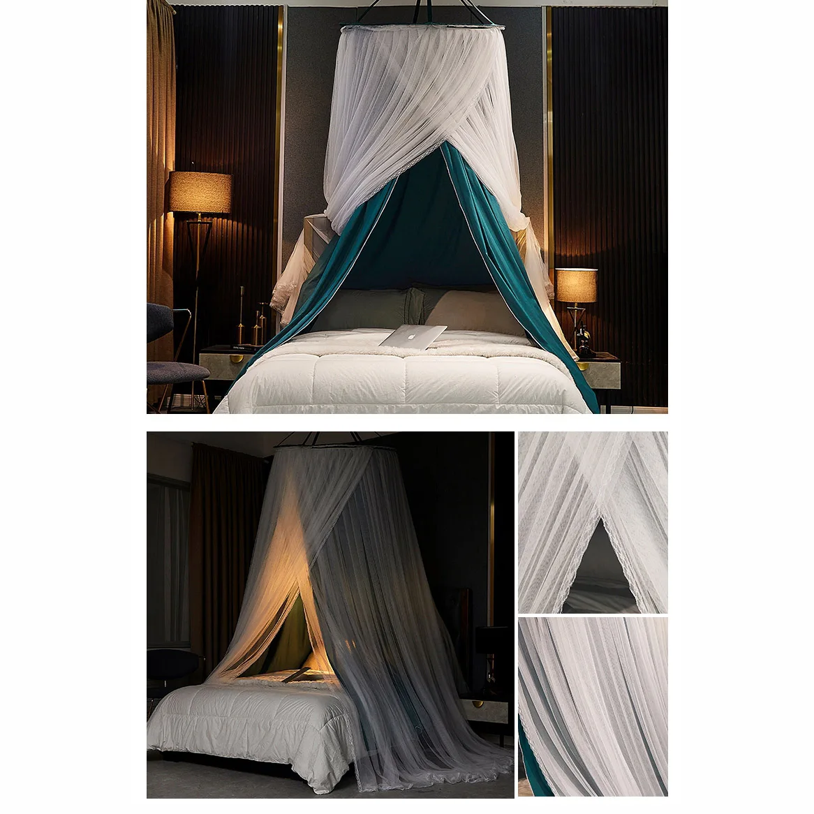 Hanging Dome Mosquito Net Bed Canopy Romantic Shading Double Layer Bed Valance Anti-mosquito Home Textiles Bedcover Curtain