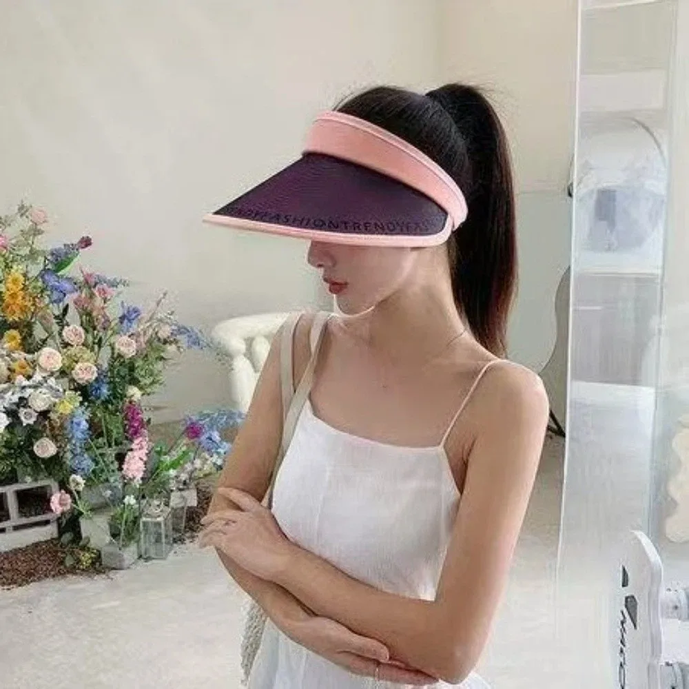 

Casual UV Protection Empty Top Visors Large Brim Breathable Sun Hat Lightweight UPF50+ Sunshade Hat for Summer