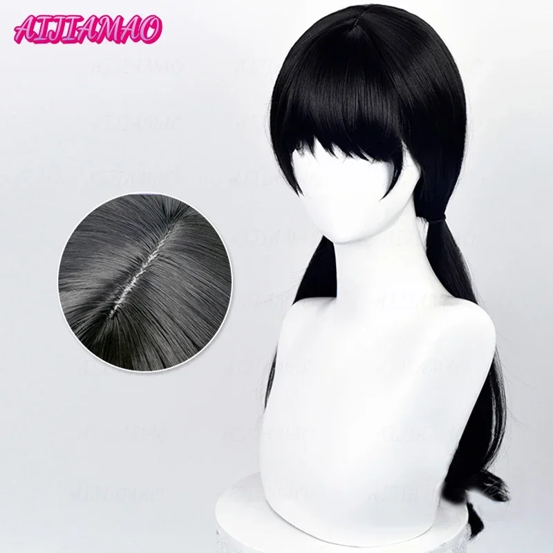 Аниме Бензопила Человек Митака Аса Косплей Парик Аса Митака 65 см Длинные Черные Термостойкие Синтетические Волосы Парики Для Хэллоуина + Кепка Для Парика