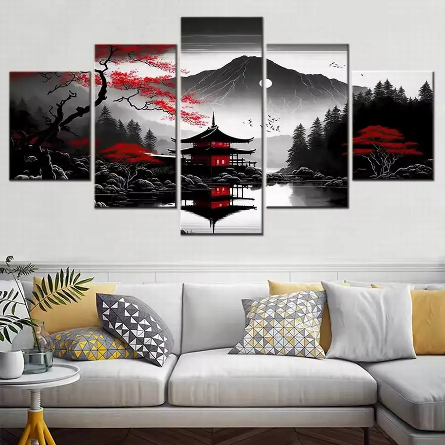 

Mount Fuji Japan Scenic Attic 5 Piece Diy Diamond Painting Scenery Full Square Round Drill Mosaic Embroidery Picture Wall Decor