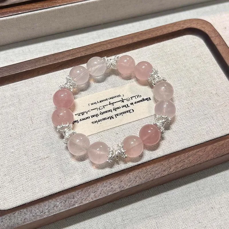 [Pink Love Flower Sea] Natural Madagascar Powder Crystal Bracelet to attract peach blossoms, peach powder crystal bracelet