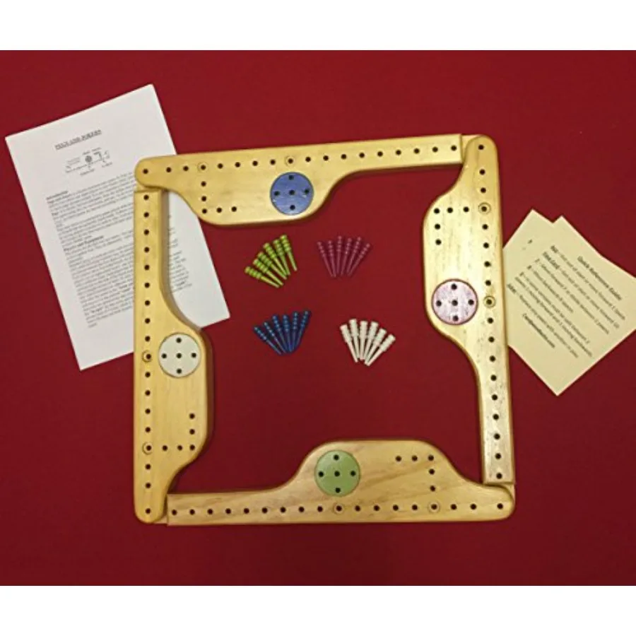 

4 Player Pegs and Jokers Wooden Board Game Handcrafted from Select Pine Wood in the USA Perfect for Family Game Night Education