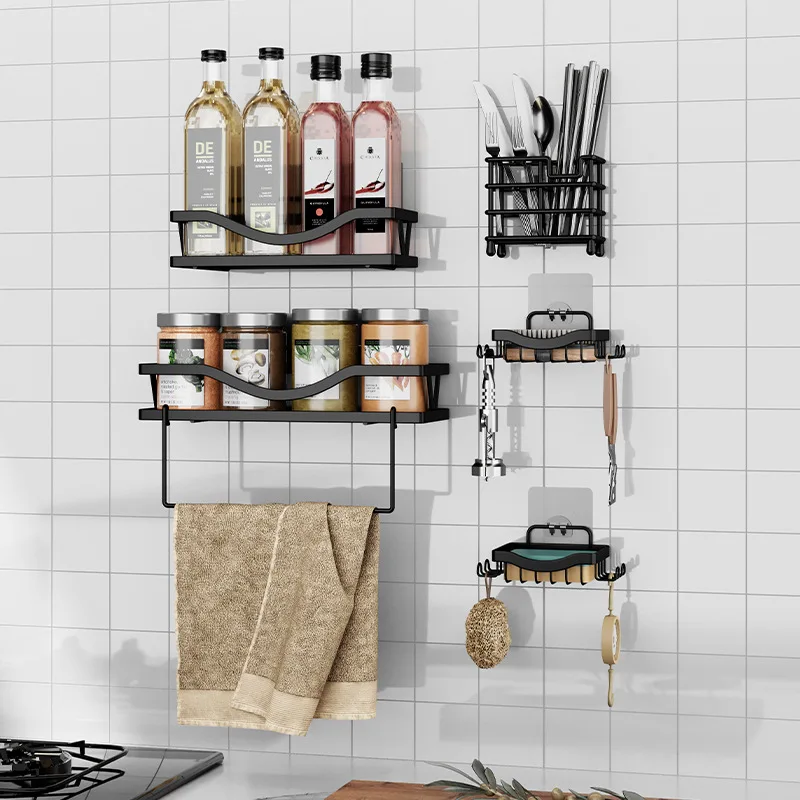 Bathroom Shelf Organizer Kitchen Storage Basket No Drill Wall Mounted Shampoo Shower Dressing Rack Cosmetic Holder Accessories