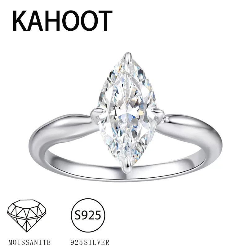 

A 925 silver 2 carat marquise moissanite simple and casual high quality men's and women's wedding ring couple ring
